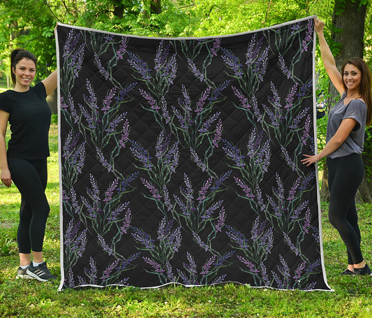 Embroidery Lavender Pattern Print Quilt
