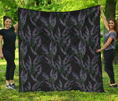 Embroidery Lavender Pattern Print Quilt