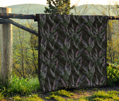 Embroidery Lavender Pattern Print Quilt