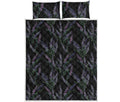 Embroidery Lavender Pattern Print Quilt Bed Set