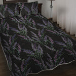 Embroidery Lavender Pattern Print Quilt Bed Set