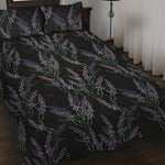 Embroidery Lavender Pattern Print Quilt Bed Set