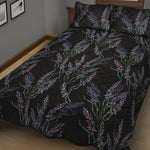 Embroidery Lavender Pattern Print Quilt Bed Set