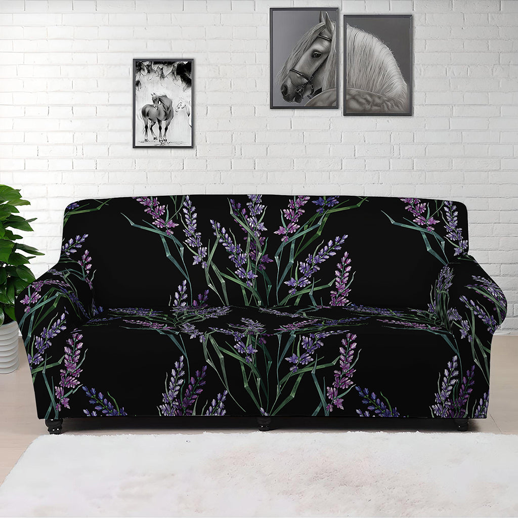 Embroidery Lavender Pattern Print Sofa Cover