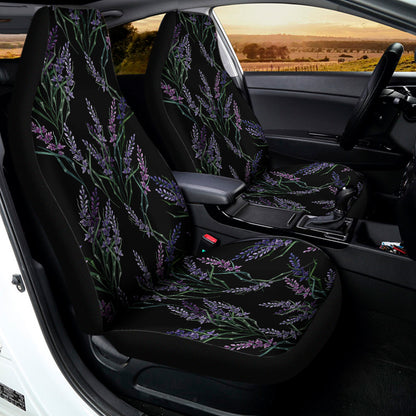 Embroidery Lavender Pattern Print Universal Fit Car Seat Covers