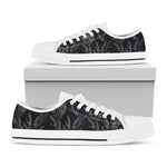 Embroidery Lavender Pattern Print White Low Top Shoes
