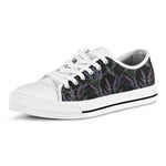 Embroidery Lavender Pattern Print White Low Top Shoes