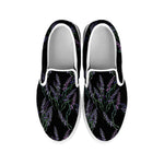 Embroidery Lavender Pattern Print White Slip On Shoes