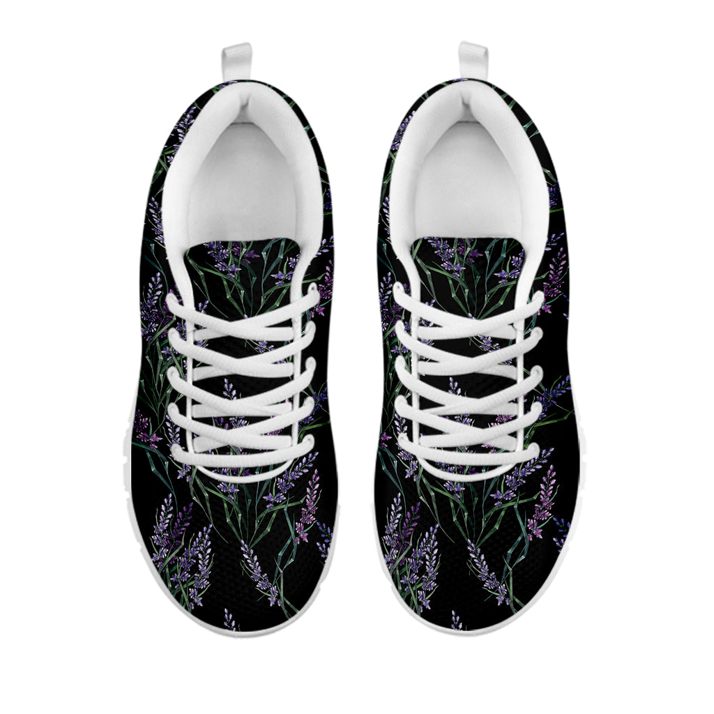 Embroidery Lavender Pattern Print White Sneakers
