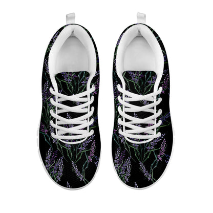 Embroidery Lavender Pattern Print White Sneakers