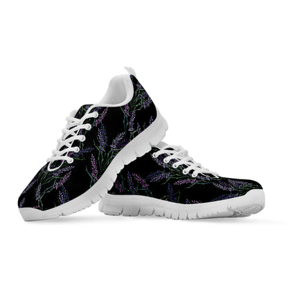 Embroidery Lavender Pattern Print White Sneakers