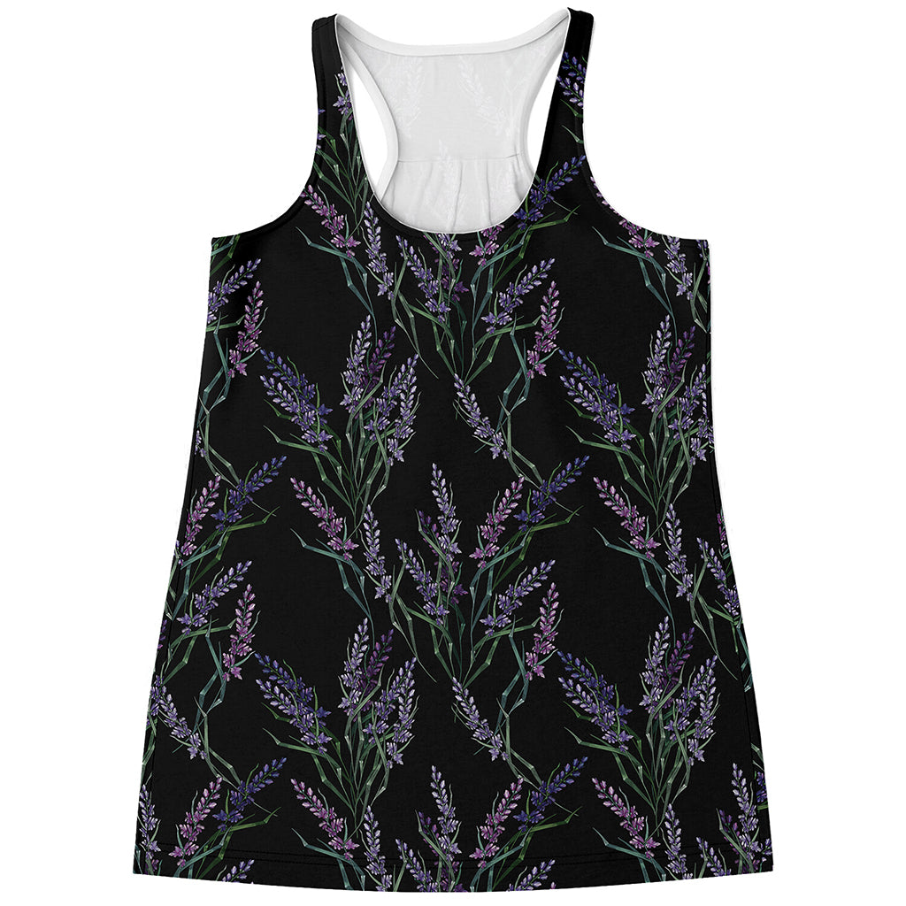 Embroidery Lavender Pattern Print Women's Racerback Tank Top