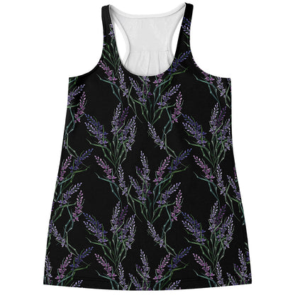 Embroidery Lavender Pattern Print Women's Racerback Tank Top