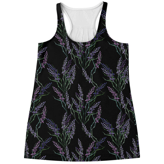 Embroidery Lavender Pattern Print Women's Racerback Tank Top