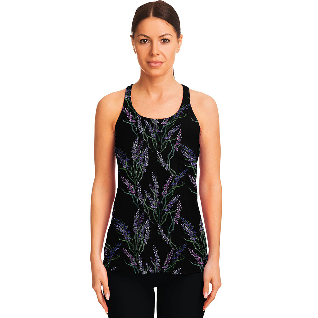 Embroidery Lavender Pattern Print Women's Racerback Tank Top