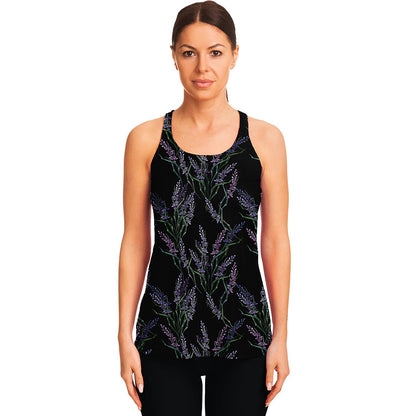 Embroidery Lavender Pattern Print Women's Racerback Tank Top