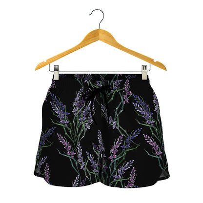 Embroidery Lavender Pattern Print Women's Shorts