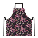 Embroidery Orchid Flower Pattern Print Apron