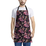 Embroidery Orchid Flower Pattern Print Apron