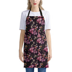 Embroidery Orchid Flower Pattern Print Apron