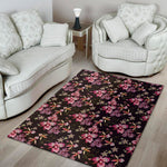 Embroidery Orchid Flower Pattern Print Area Rug