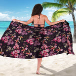 Embroidery Orchid Flower Pattern Print Beach Sarong Wrap