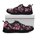 Embroidery Orchid Flower Pattern Print Black Running Shoes