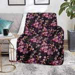 Embroidery Orchid Flower Pattern Print Blanket