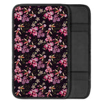 Embroidery Orchid Flower Pattern Print Car Center Console Cover