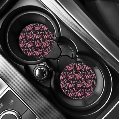 Embroidery Orchid Flower Pattern Print Car Coasters