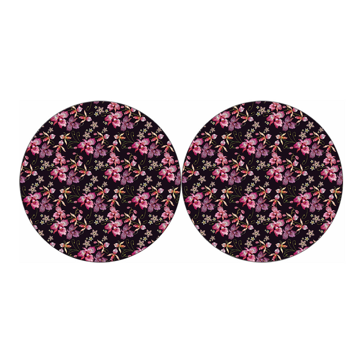 Embroidery Orchid Flower Pattern Print Car Coasters
