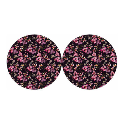 Embroidery Orchid Flower Pattern Print Car Coasters