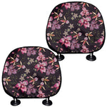 Embroidery Orchid Flower Pattern Print Car Headrest Covers