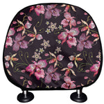 Embroidery Orchid Flower Pattern Print Car Headrest Covers