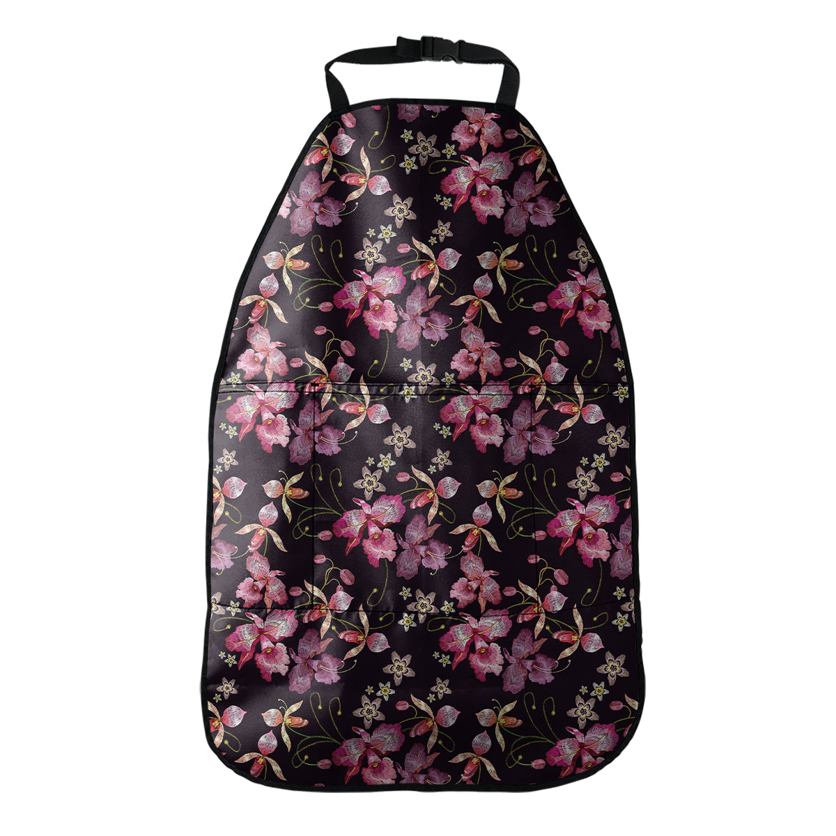 Embroidery Orchid Flower Pattern Print Car Seat Organizers