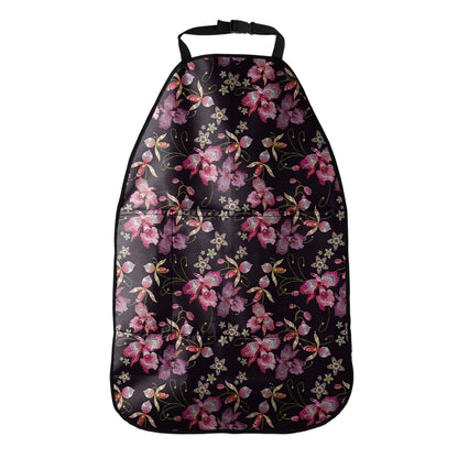 Embroidery Orchid Flower Pattern Print Car Seat Organizers