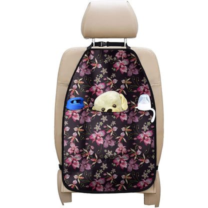 Embroidery Orchid Flower Pattern Print Car Seat Organizers