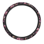 Embroidery Orchid Flower Pattern Print Car Steering Wheel Cover
