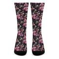 Embroidery Orchid Flower Pattern Print Crew Socks
