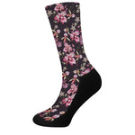 Embroidery Orchid Flower Pattern Print Crew Socks