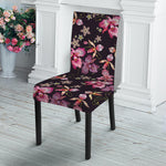 Embroidery Orchid Flower Pattern Print Dining Chair Slipcover