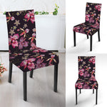 Embroidery Orchid Flower Pattern Print Dining Chair Slipcover