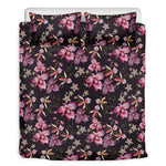 Embroidery Orchid Flower Pattern Print Duvet Cover Bedding Set