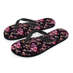 Embroidery Orchid Flower Pattern Print Flip Flops