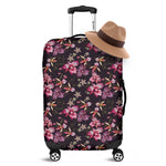Embroidery Orchid Flower Pattern Print Luggage Cover
