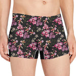 Embroidery Orchid Flower Pattern Print Men's Boxer Briefs