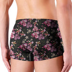 Embroidery Orchid Flower Pattern Print Men's Boxer Briefs