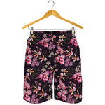 Embroidery Orchid Flower Pattern Print Men's Shorts