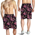 Embroidery Orchid Flower Pattern Print Men's Shorts