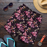 Embroidery Orchid Flower Pattern Print Men's Shorts